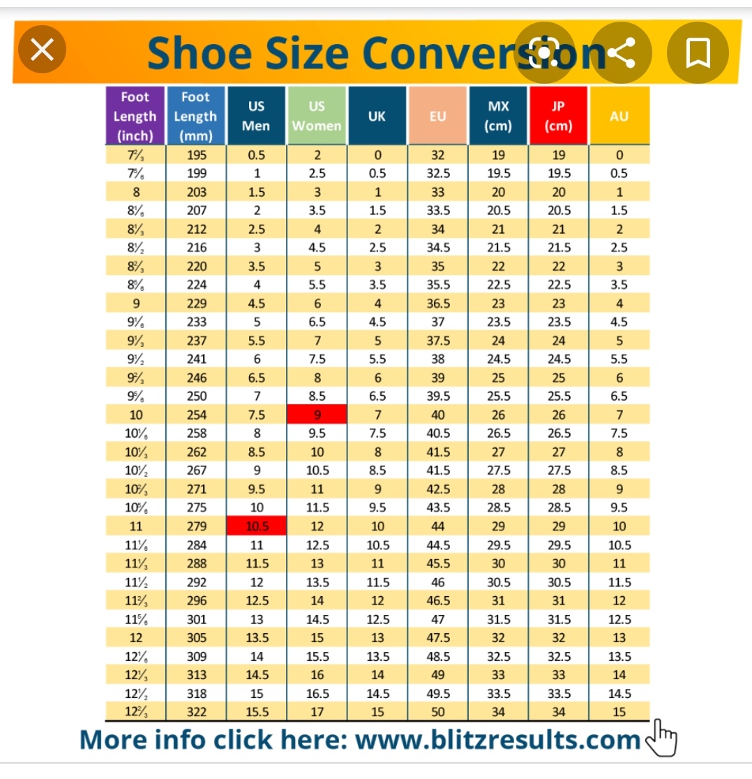 Us Shoes Size Chart