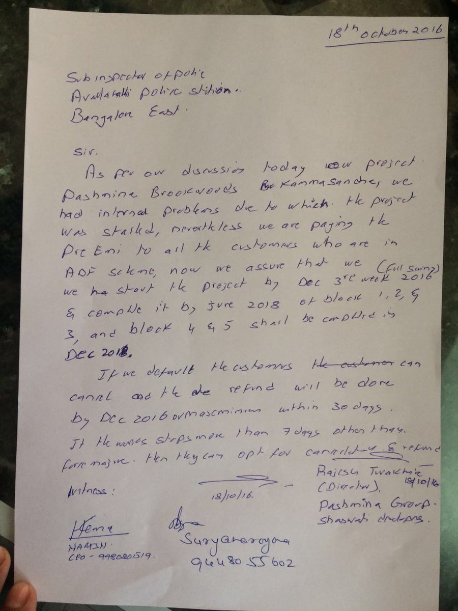 Prashanthtr8's tweet photo. @InLurch @CPBlr @BlrCityPolice @RandhirISSingh All false promises by #pashminabrookwoods @ASK_WM answer us, it's 4 years and no progress. 700 distressed buyers will nail you soon. https://t.co/cvXksrW3iI