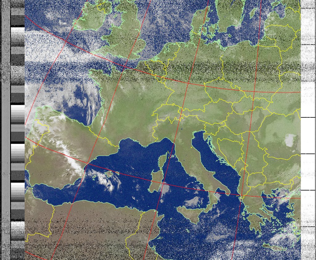 WXSS_ea4rct's tweet photo. Nueva recepción del satélite NOAA 18 a las 22:29 desde las antenas del RadioClub E.I.T en la ETSIT UPM https://t.co/5Vs8W1ipt5