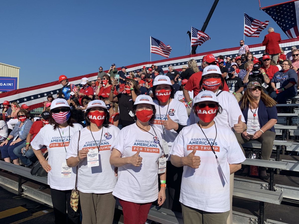 SunnWong1's tweet photo. Our top volunteers were granted special seating right behind the President at ๏ฟผhis Rally in Macon on 10/16, which energized immensely to supporters. Go Trump! Go Republicans! 15 days!!!
#Trump2020 #georgiagrit #apaforTrump #LeadRight https://t.co/Rd5sGr9ADa