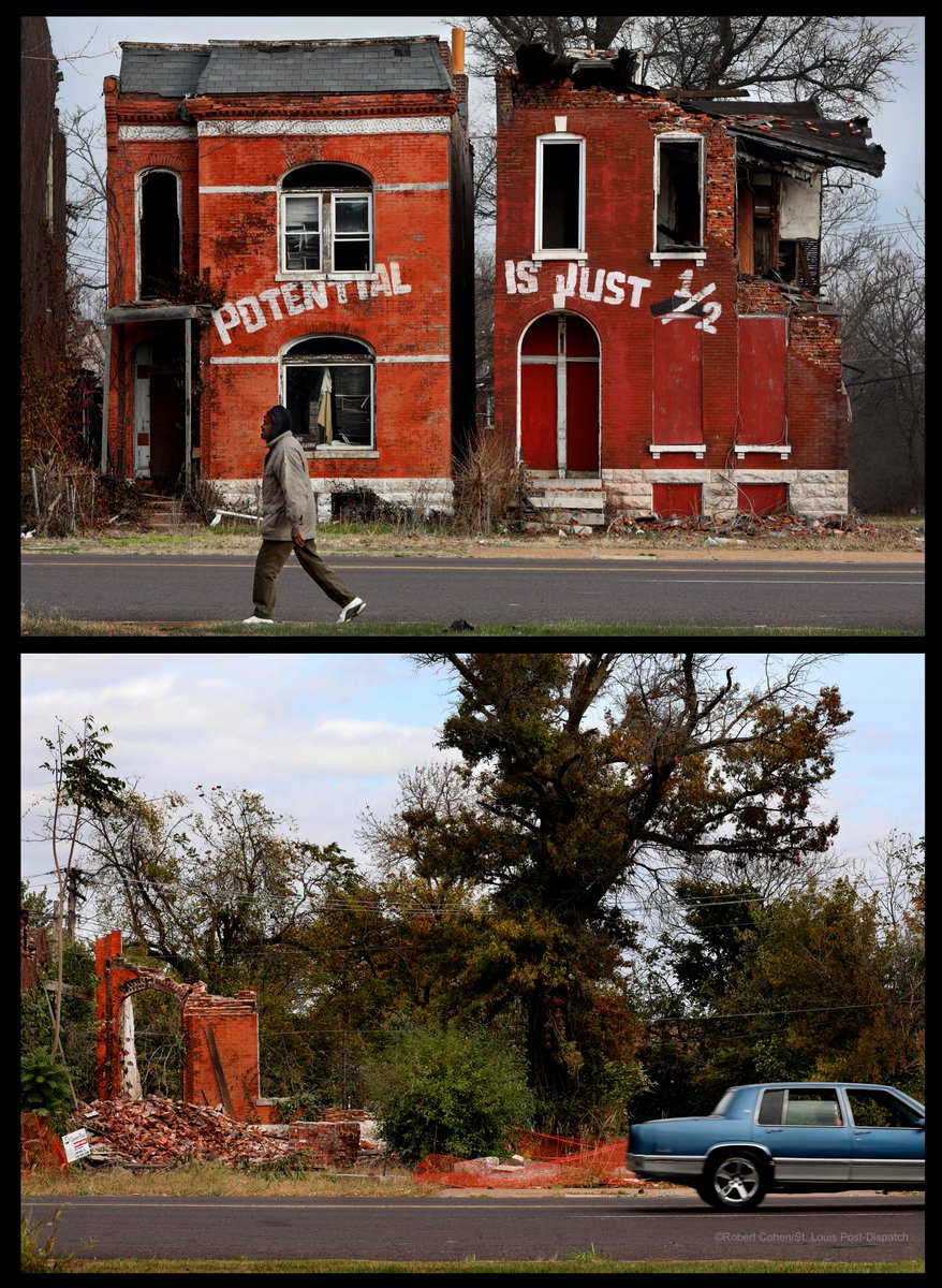 The most photographed pair of vacant homes in #STL, along St. Louis Avenue in Jeff Vanderlou, have been demolished. Top photo 2018. Bottom photo today.