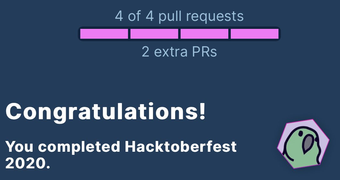 Yes! #hacktoberfest2020 done👾
