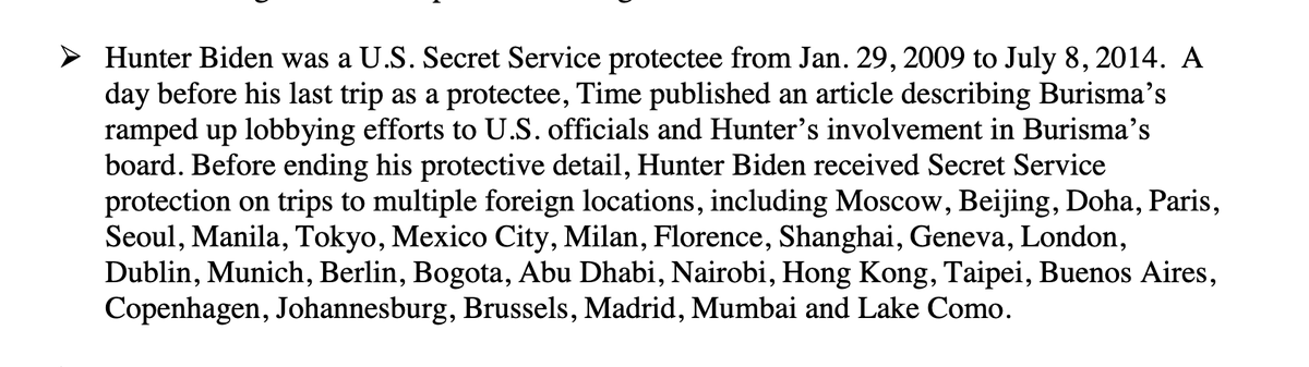 17) Hunter Biden ended his five-year, worldwide Secret Service protective security detail the day after Time published an article about him being on Burisma's board while Burisma was running influence operations.