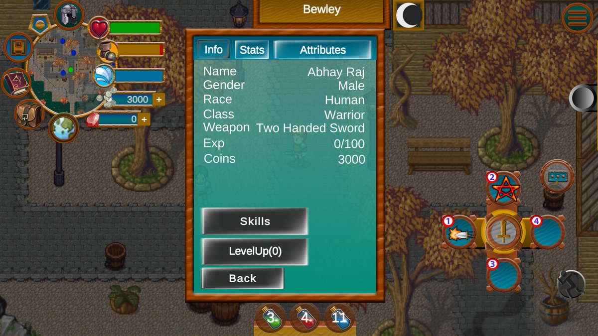 hind_dev's tweet image. #GameFeature:
a. #DayNightSystem.
b. #LevelUpSystem.
c. #Skilltreesystem: This Game has a skill tree mechanism of distributing your skill point. 
d. #FightingMechanism: Game Follows ADRDSC method which uses your stats and determine the damage that you take and inflict.

#indiedev