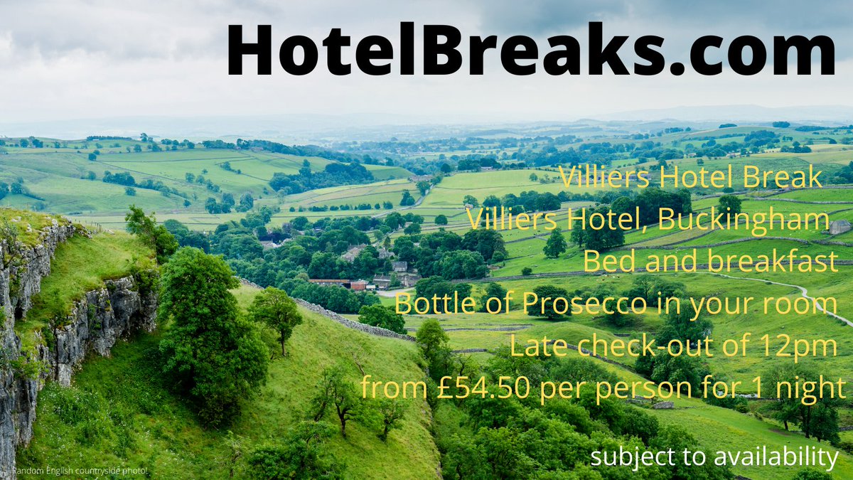 HotelBreaks's tweet photo. Villiers Hotel Hotel Break - #Buckingham
Bed and breakfast Bottle of Prosecco in your room 
Late check-out of 12pm 
from £54.50 pp for 1 night
https://t.co/znoAaZAv4Z
#VilliersHotel #englandholidays #hotelbreaks #hotelbreak #shortbrteaks #hoteldeals #weekendbreaks https://t.co/5V5sXWZA7N