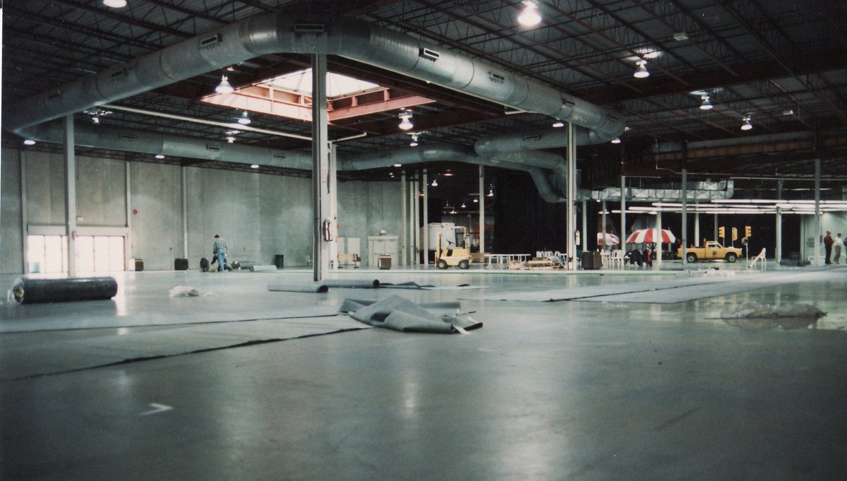 This was the beginning of Accident Awareness, November 1993.  We are installing a series of roadways within the old Pickering Trade Centre on Brock Rd. (since torn down) 42,000 sq. feet were used and 35,000 people attended the 3 day event. Most learned how to Survive the Day.