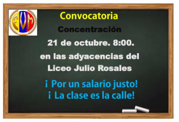 fevemaestros's tweet photo. @fevemaestros
#ClaseMagistral
#LaFVMSoyYo
#FVMEnLaLucha
Invitamos  a todos los docentes, activos y jubilados,  padres y representantes  a participar este  20 y 21 de octubre    en la protesta pacifica  nacional POR LA DIGNIFICACIÓN DE LA CARRERA DOCENTE Y EDUCACIÓN DE CALIDAD https://t.co/rlwhtE9CPR