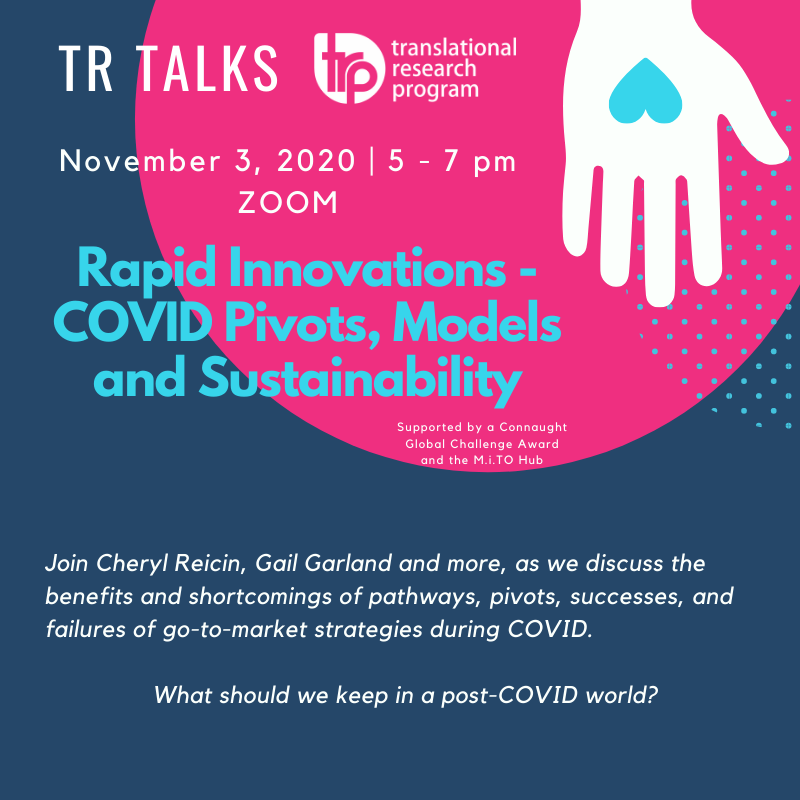 trp_uoft's tweet photo. #WebinarTime: Don't miss out on our TR Talk on November 3! Join Cheryl Reicin, Gail Garland & other distinguished panelists as we discuss the #benefits & shortcomings of pathways, pivots, #successes & failures of #COVID19 go-to-market strategies. https://t.co/CvT5XaqWJi #uoft https://t.co/cYOHqNcMm3