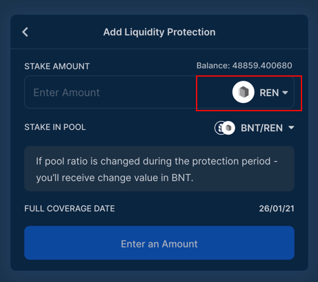 2/  $REN is among the first protected pools live, with 60+ pools going live in the coming days.When adding liquidity to the pool, choose between 100% exposure to  $REN or 100% exposure to  $BNT: