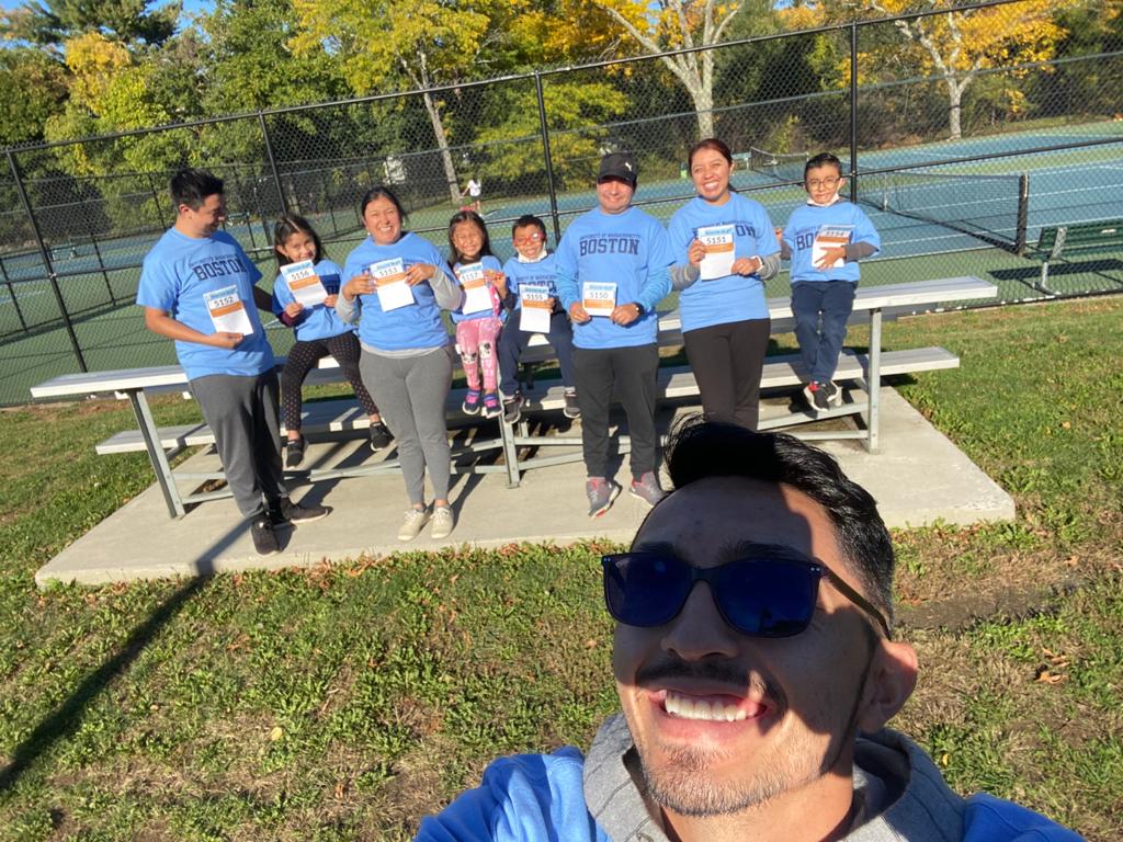 UMBalumni's tweet photo. Shout out to the Pinto Rodriguez family for completing our #VirtualBeacon5K today: you're all rocking that #Beacon Blue! 🏁 https://t.co/o4ychOkZPJ