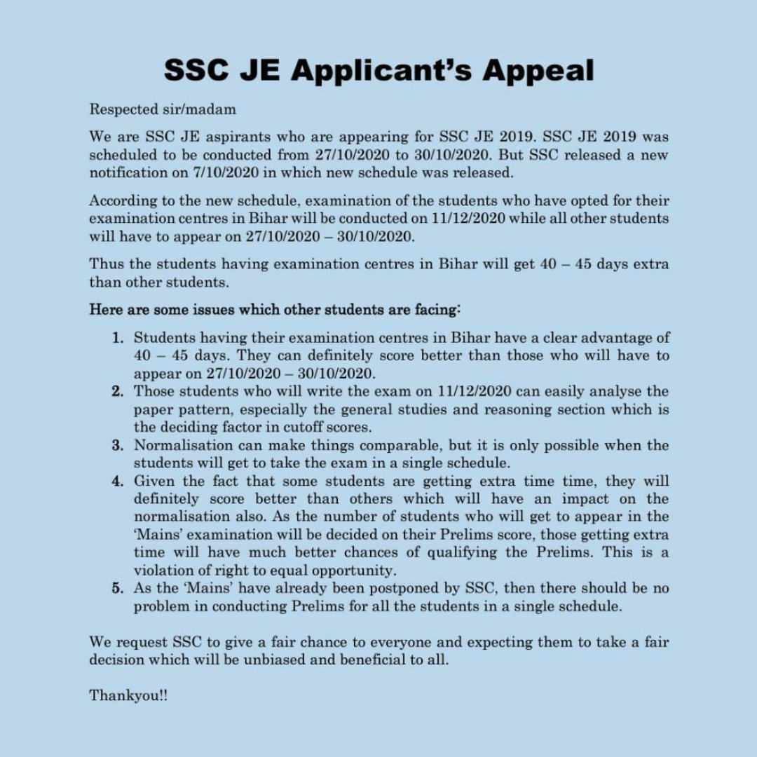 Surbhivarshne11's tweet photo. #SSCJEDateIssue #SSCSpeakUp #SSCunfairwithStudents https://t.co/SXMJTQot0X