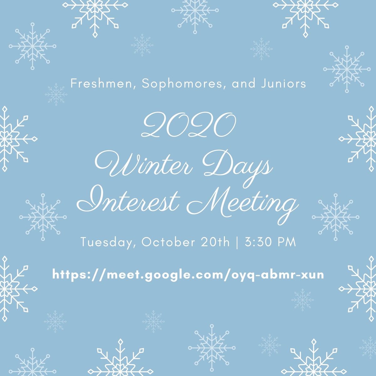 Winter days meeting this Tuesday at 3:30 pm!!! https://t.co/bn3hs7mScn