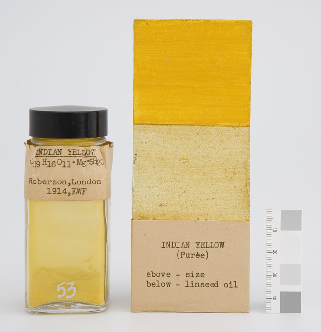 via  @harvartmuseums: researchers from SUNY Buffalo analyzed our ball of Indian yellow to report the presence of hippuric acid, a marker for ruminants, and xanthates which originate from plants, lending significant credence to Mr. Mukharji’s original account.