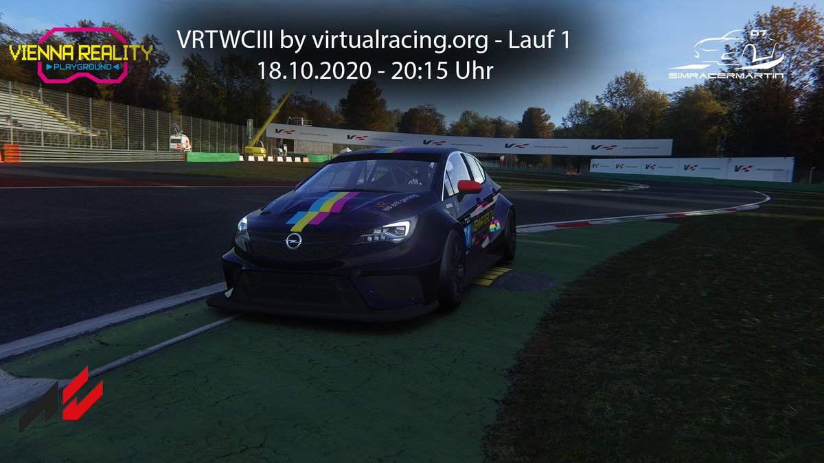 Nach dem gestrigen Desaster gibt's heute schon das nächste Rennen! :)

Alle unserer 6 Fahrer nehmen an der #VRTWC von <a href="/myvirtualracing/">Virtual Racing e.V.</a> teil! :)

Ich freue mich auf zwei Spannende Rennen! :)

Ab 20:15 streamen ich live auf twitch.tv/SimracerMartin