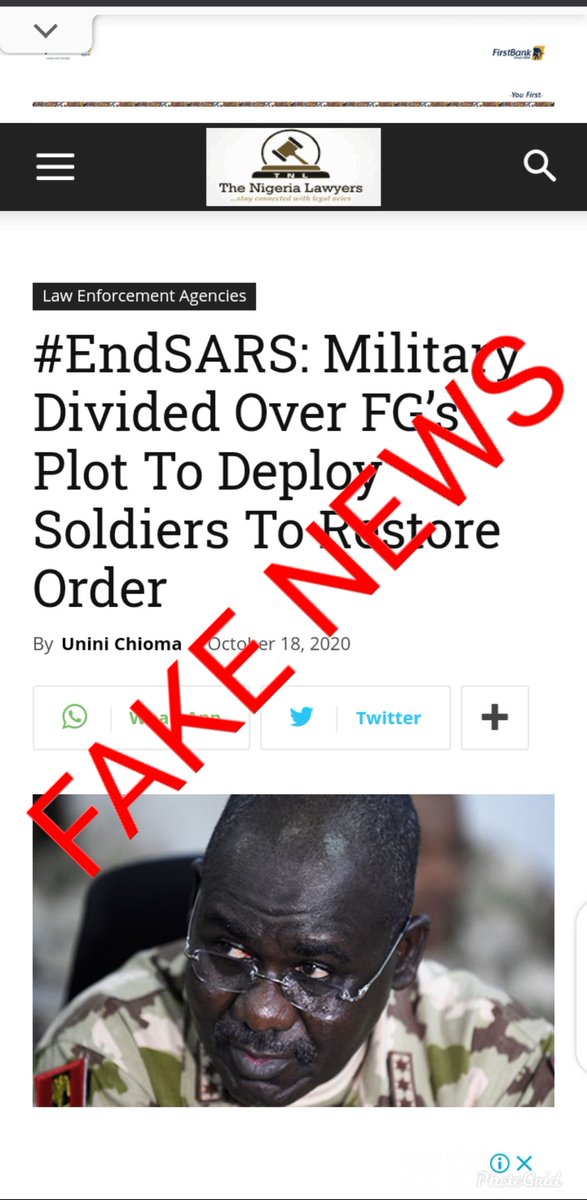 HQNigerianArmy's tweet photo. Fake News!!! https://t.co/lZQR60xYbF
