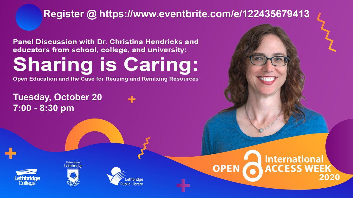 ULethbridge Library (@ulethlibrary) on Twitter photo Sharing is Caring: Open Education and the Case for Reusing and Remixing Resources: Panel Discussion | Tuesday, Oct 20; 7 to 8:30pm; Online via Zoom. Details & registration: eventbrite.com/e/122435679413
#ULeth #ULethbridge #OER #OpenEducationalResources <a href="/LethLib/">Lethbridge Public Library</a> <a href="/LC_Library/">Buchanan Library</a> Sharing is Caring: Open Education and the Case for Reusing and Remixing Resources: Panel Discussion | Tuesday, Oct 20; 7 to 8:30pm; Online via Zoom. Details & registration: eventbrite.com/e/122435679413
#ULeth #ULethbridge #OER #OpenEducationalResources <a href="/LethLib/">Lethbridge Public Library</a> <a href="/LC_Library/">Buchanan Library</a>