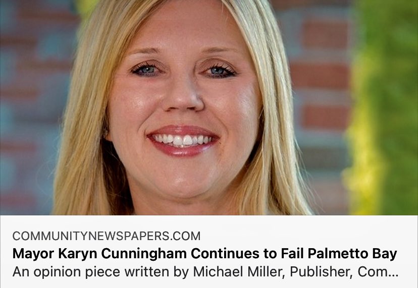 VoteEdSilva's tweet photo. Mayor Cunningham In The News - A MUST READ! 👉🏻 https://t.co/R9Bn6y8DGb #PalmettoBay  #PalmettoBaysGotTalent #PalmettoBayCares #ImWithEd https://t.co/ppCOfW0i0u