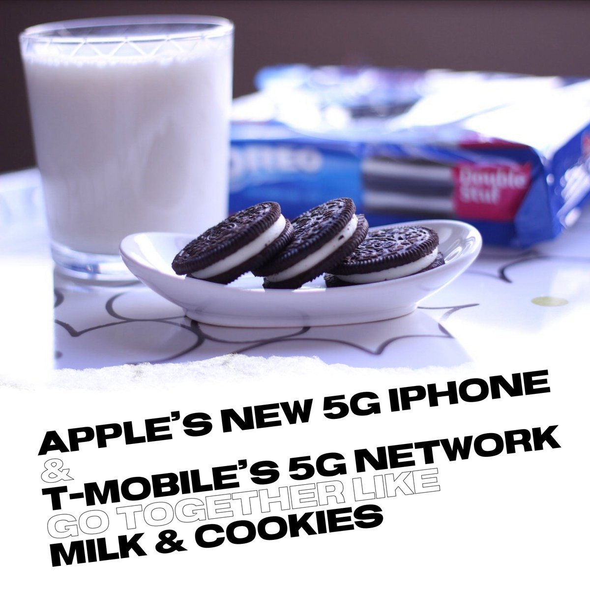 McNastia's tweet photo. T-Mobiles 5G network and Apple’s new iPhone 12 go together like Milk &amp; Cookies! 
#teammagenta #iphone12 #coloradodakotas #5G #cookies https://t.co/stBfJ0Aedq
