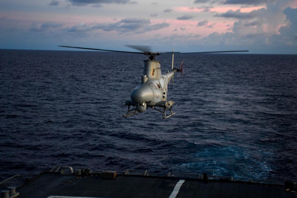 Bringing the latest tech to the fight. #USNavy Sailors conduct MQ-8B “Fire Scout” flight-ops aboard #USSSiouxCity while deployed to @NAVSOUS4THFLT in support of Joint Interagency Task Force South's mission, which includes counter illicit drug trafficking in the region.