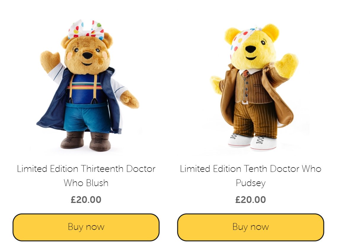 it says a lot about how the BBC has been treating Jodie Whittaker vs David Tennant in 2020 that he's the one that gets to be Pudsey (a very popular charity character)They've been running the franchise this year like he's the main Doctor again