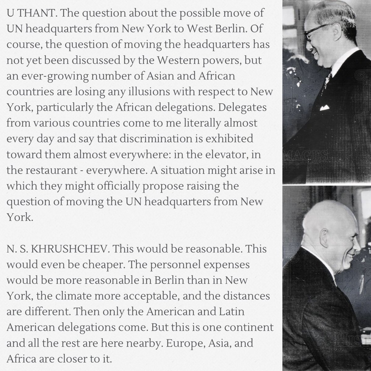 ToilyKurbanov's tweet photo. August 1962. U Thant and Khrushchev discuss whether the UN should move its headquarters to West Berlin. Thanks to @TheWilsonCenter digital archive https://t.co/50zwTBvmjv For @RichardGowan1 and UN historians https://t.co/jYZZ7E3ziW