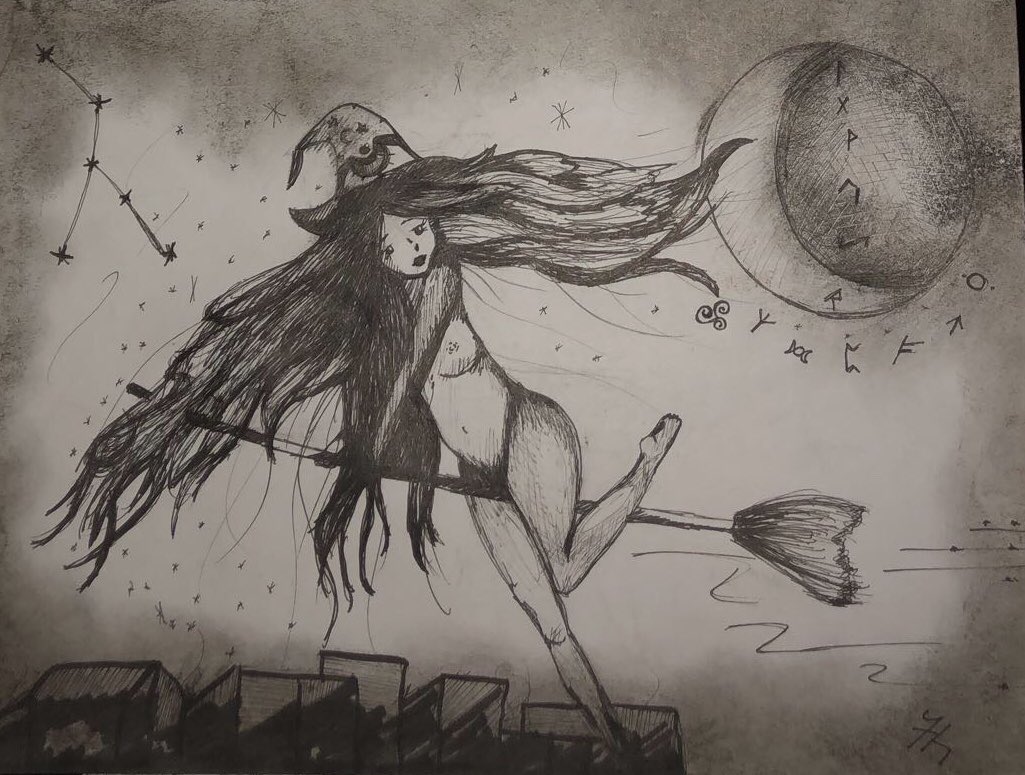 LitlScorpion's tweet photo. Original art. “Blossom in the Moonlight” #art #spookyart #witchy #halloween #spookyseason #horrorart #macabre #magic #comissionedart #runes #supportart #supportartists #artists #darkcontent #moon #repost #follow @PromoteHorror @theboldmom @AHSFX https://t.co/viZdyxtpHF