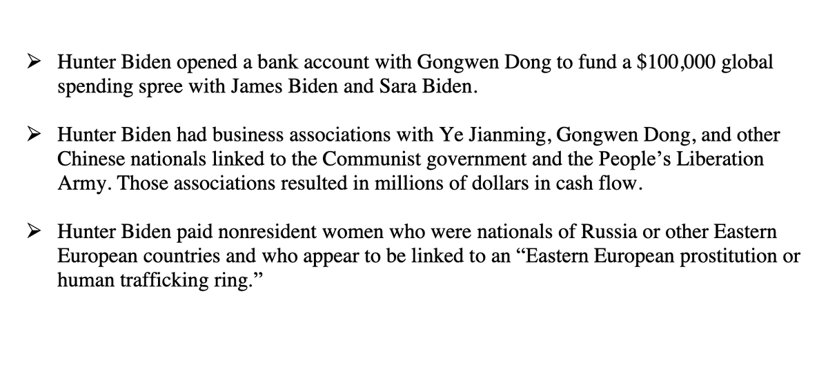 20) HUMAN TRAFFICKING: Before the  @nypost ran its story, Senate investigators found questionable and criminal networks connections from Eastern Europe and Communist China to influence US foreign policy via the Bidens.