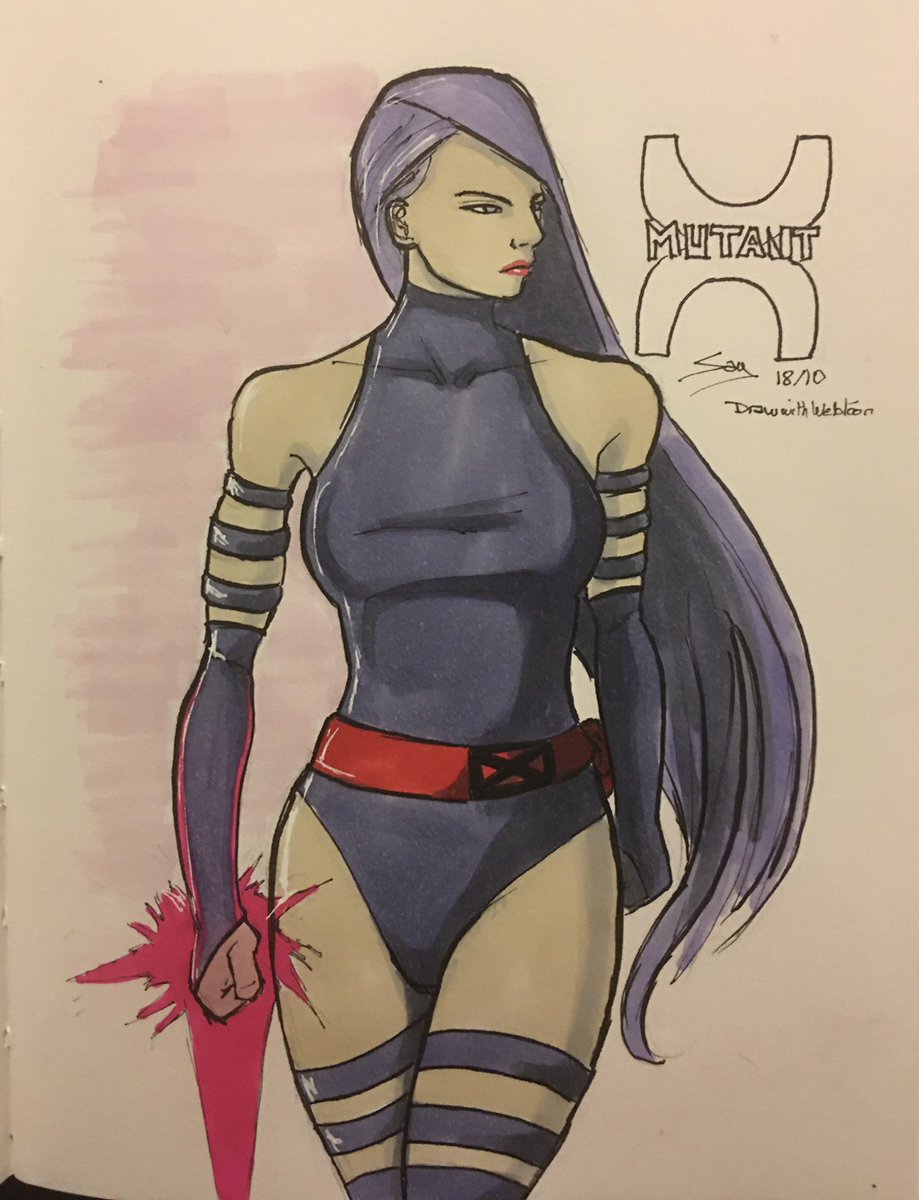 Drawmeacrumble's tweet photo. Just one day late...almost there.
Day 17: mutant
My favourite mutant in X-men 
#psylocke #drawwithwebtoon #pasinktober https://t.co/E6E9dZdmfu