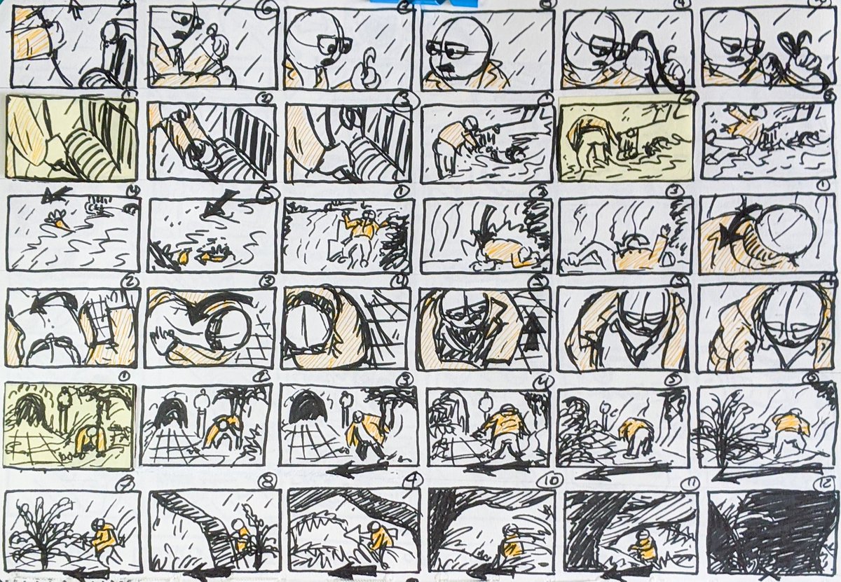 ajspacefrog's tweet image. Had fun doing a reverse board of Dennis Nedry&apos;s death scene from Jurassic Park. 1/2
#reverseboard #storyboard #JurassicPark