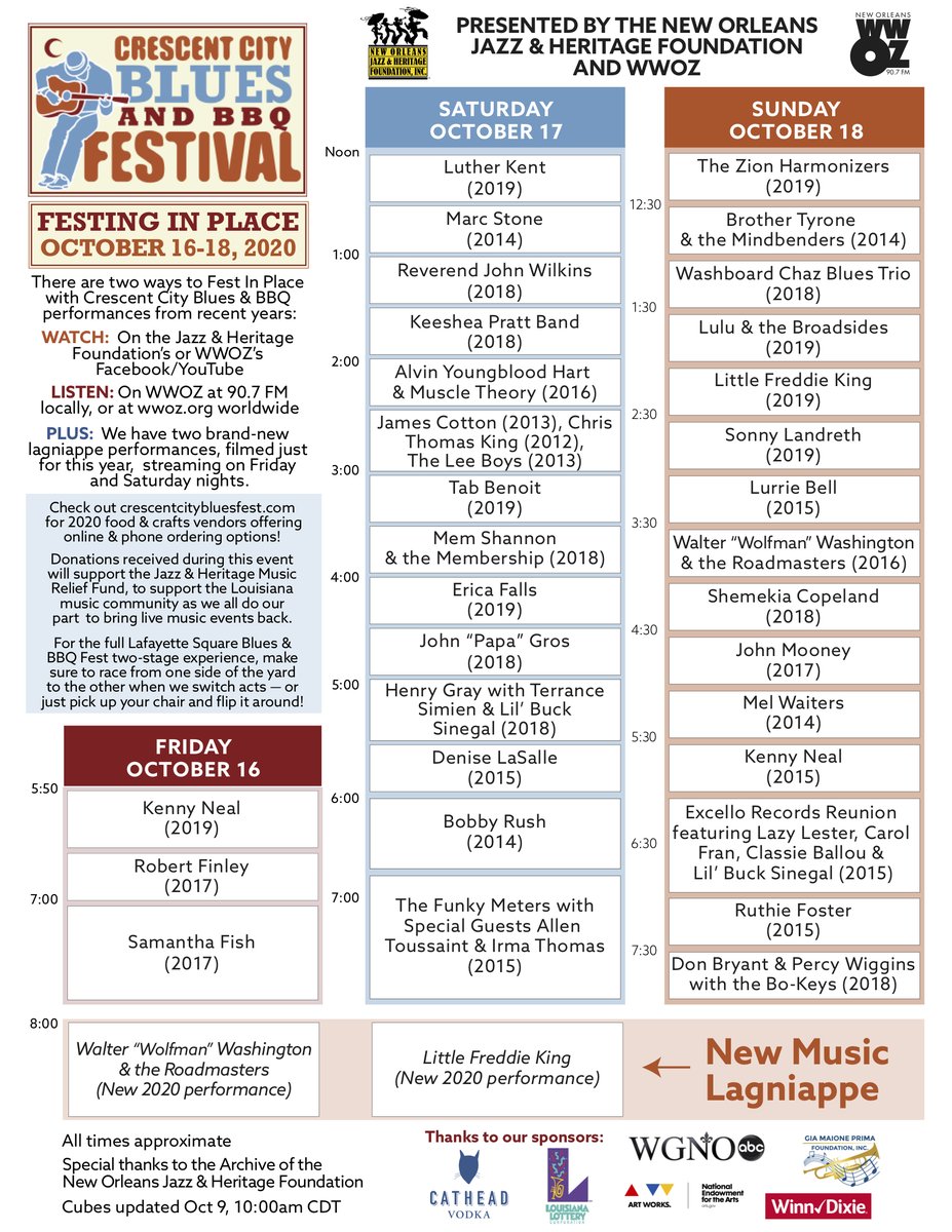 wwoz_neworleans's tweet photo. Lulu & the Broadsides are #BluesFestingInPlace now! Watch at https://t.co/0SrcSHwlTw or listen https://t.co/659B3JbIlL. Coming up: Little Freddie King, @sonnylandreth, Lurrie Bell, and Walter Wolfman Washington & the Roadmasters. https://t.co/1q8RXP7x2w