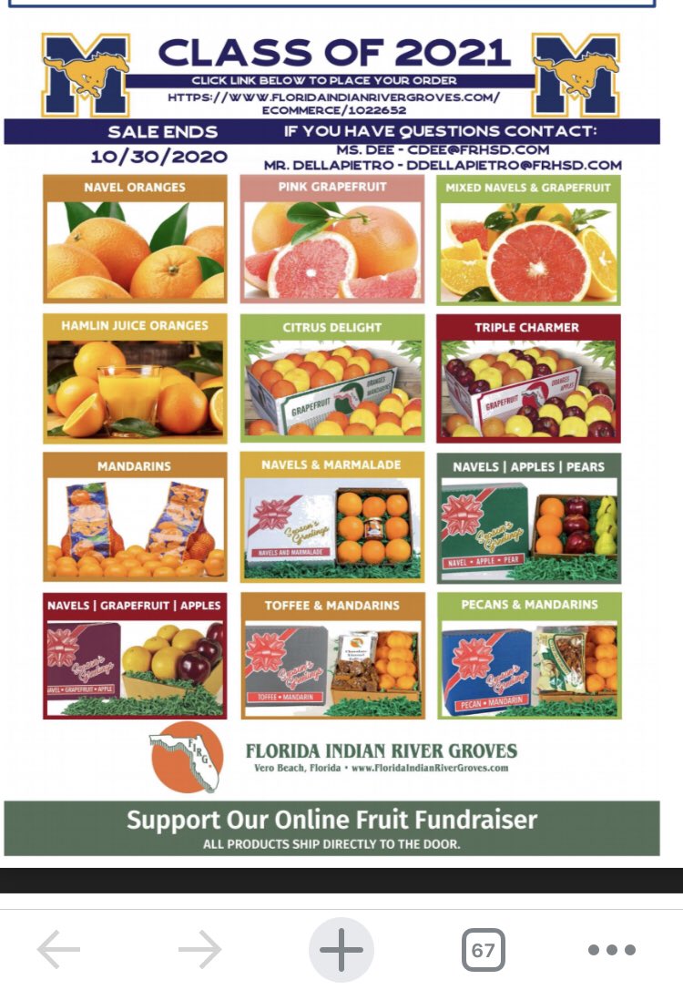 Courtesy Post Mustangs senior class-1st Class fundraiser!   Want to save shipping? Put orders together w/family/friends. Ships directly to you. Order deadline is Oct. 30th! shop.floridaindianrivergroves.com/ecommerce/1022… <a href="/StangGangNJ/">StangGang NJ</a> <a href="/ms_cdee/">Ms. DiMaulo</a> <a href="/marlborotech/">Marlboro Technology</a> <a href="/marstuco/">MHS Student Council</a> <a href="/MarlboroHSinNJ/">Marlboro HS Mustangs</a> <a href="/marlborohsguide/">Marlboro HS Guidance</a>