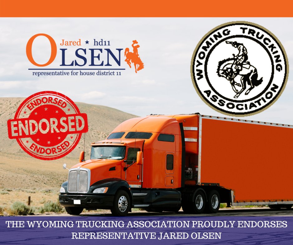 I'm proud to represent the hard working drivers of WY's transportation industry. Once again, the WY Trucking Association has endorsed me, bc they know I have and will continue to advocate to foster &amp; advance safety and economic activity on our highways. THANK YOU TRUCK DRIVERS!
