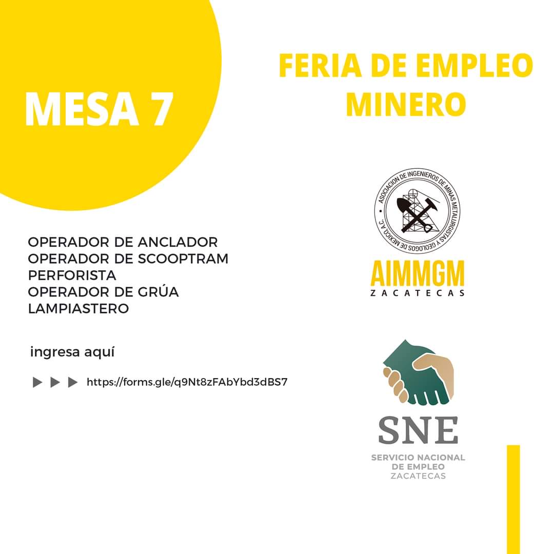 SEGUNDA PARTE DE LA FERIA DE EMPLEO MINERO.

Tenemos 10 mesas con 220 vacantes en total.
Ingresa en la Mesa virtual con la vacante de tu interés, si eres seleccionado se te contactará para una entrevista virtual el 27 de octubre.
Mucho éxito a todos los participantes