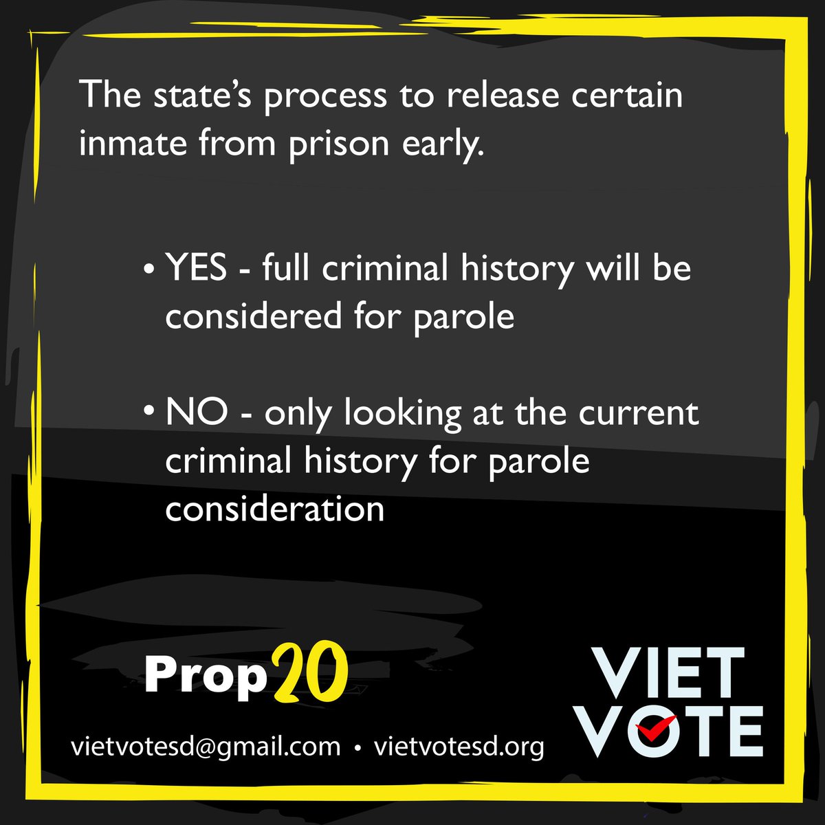 VietVoices's tweet photo. Here are the arguments on both sides of prop 20!
Note: Viet vote is a non-partisan group and is not associated with any political party.
#VietnameseCommunity #VoteNovember #CongDongNguoiViet #VotingPower #election2020 #VoteSafeAndHealthy #CaliforniaProps #SanDiego https://t.co/dngBOjG8Us