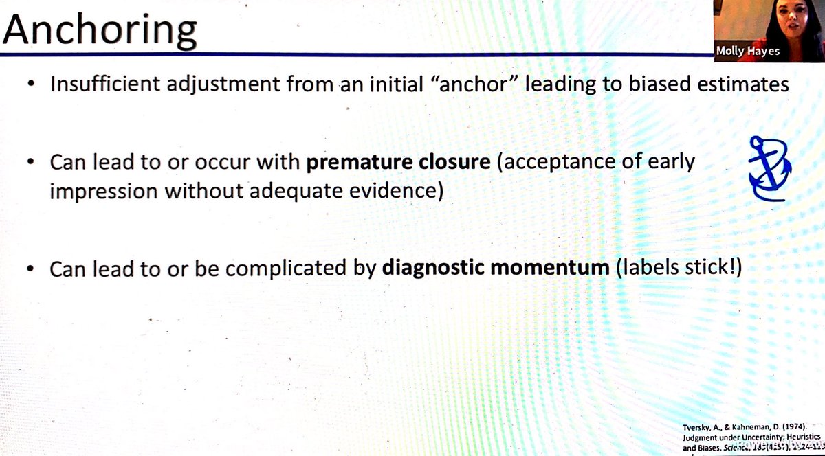 Anchoring happens with an insufficient initial anchor leads to biased estimates.  #CHEST2020