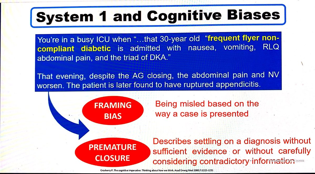In a busy ICU we can have diagnostic errors due to multiple cognitive biases and system factors.  #CHEST2020