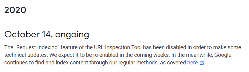 MrSingh_PB's tweet photo. π @Google disabled the "Request Indexing" feature this week. Sad, but expected to be get re-enabled soon. β
#google #searchengine #seo #searchconsole #amptize #digitalmarketing https://t.co/2nw2MYLgsx