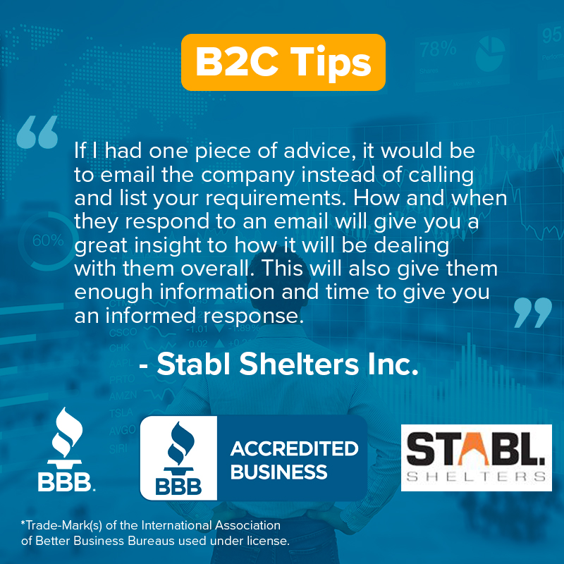 BBB_BC's tweet image. Stabl. Shelters Inc. has a great tip to share with consumers!

Do you have similar tips to share? Send us a quick DM or email us at communications@mbc.bbb.org

#BBBSmallBusinessMonth #B2CTips #StartWithTrust