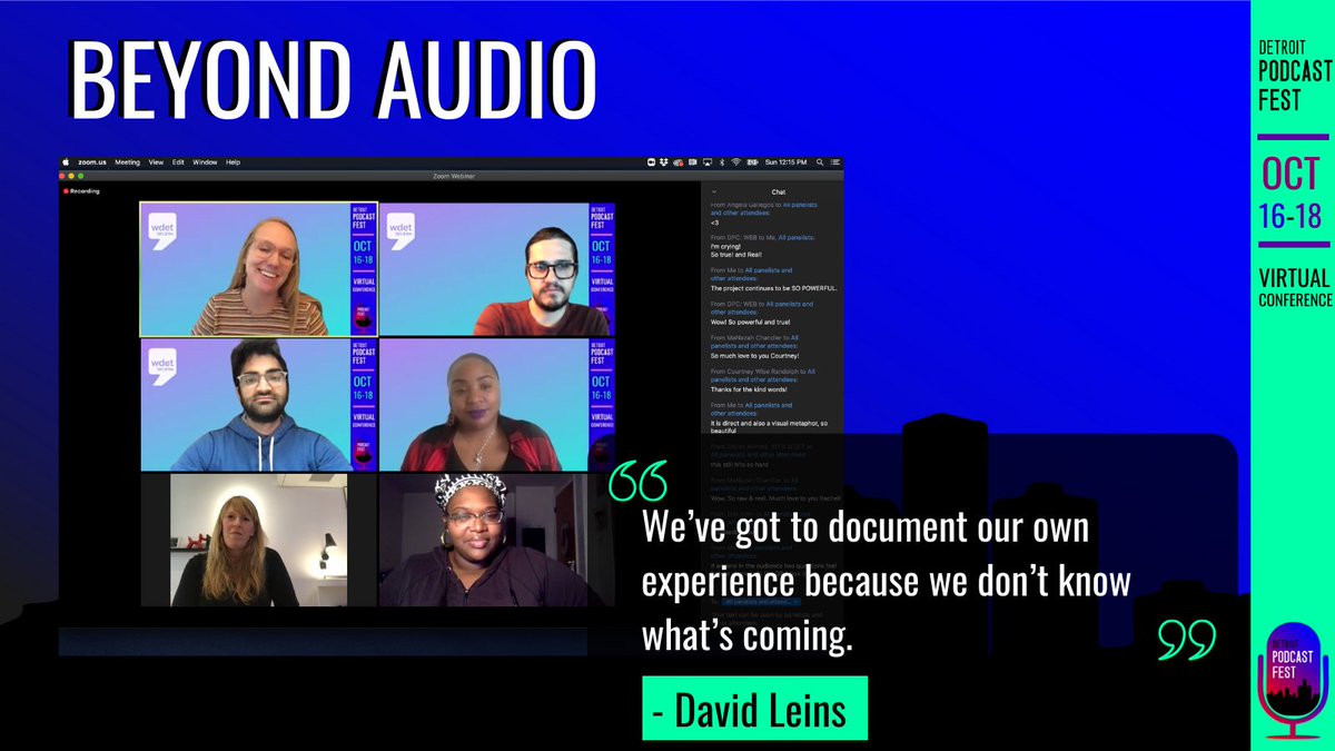 DetPodcastFest's tweet photo. Capturing the experiences and stories of today is important to our culture. As David Leins said in the Beyond Audio session, "We’ve got to document our own experience because we don’t know what’s coming"
Are you documenting? #DetroitPodCon2020 https://t.co/DGrUBAgDjI
