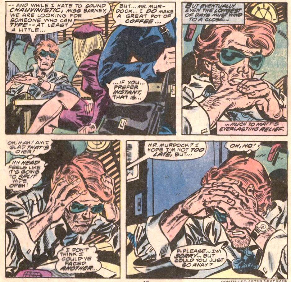 McKenzie created the young and competent secretary of the Nelson & Murdock Law Office, Becky Blake.First Appearance: Daredevil #155 (Nov, 1978).Daredevil Vol 1 #155By Roger McKenzie (W), Frank Robbins (P-I), Bob Sharen (C), Gaspar Saladino and Denise Wohl (L)