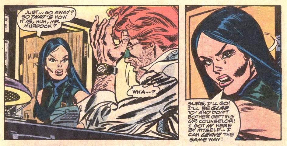 McKenzie created the young and competent secretary of the Nelson & Murdock Law Office, Becky Blake.First Appearance: Daredevil #155 (Nov, 1978).Daredevil Vol 1 #155By Roger McKenzie (W), Frank Robbins (P-I), Bob Sharen (C), Gaspar Saladino and Denise Wohl (L)