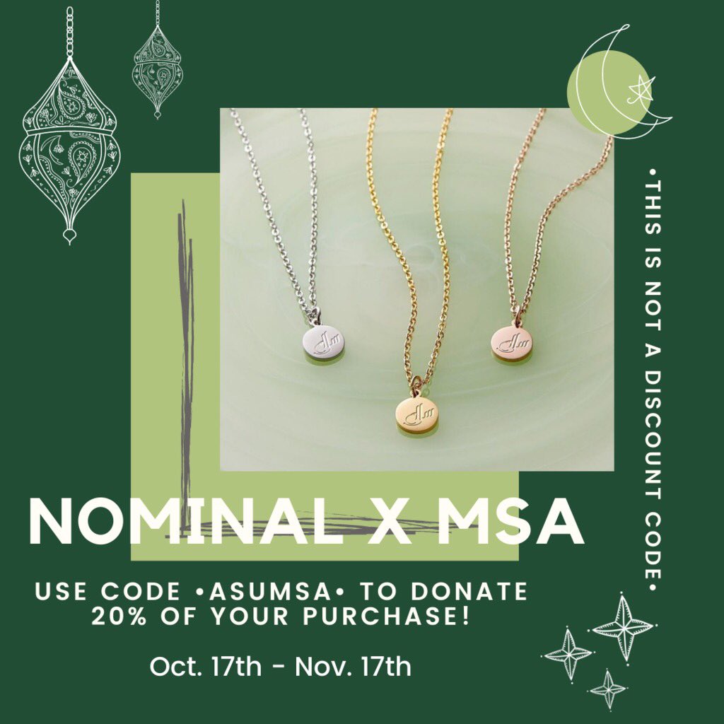 Don’t forget! Use the code ASUMSA to donate 20% of your purchase to us!