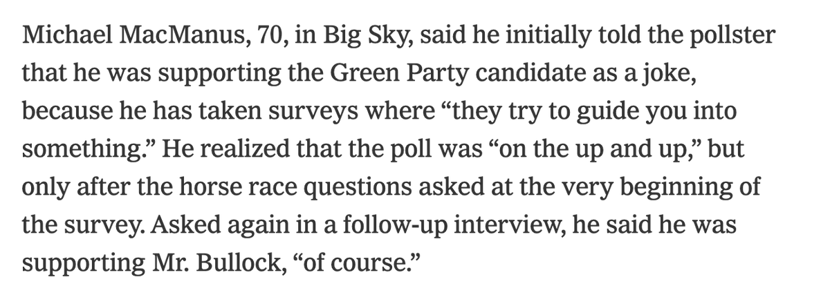 Also as an aside, we do have a respondent who admitted misrepresenting their views in a followup interview because of low initial trust in the survey and ... they were a Dem