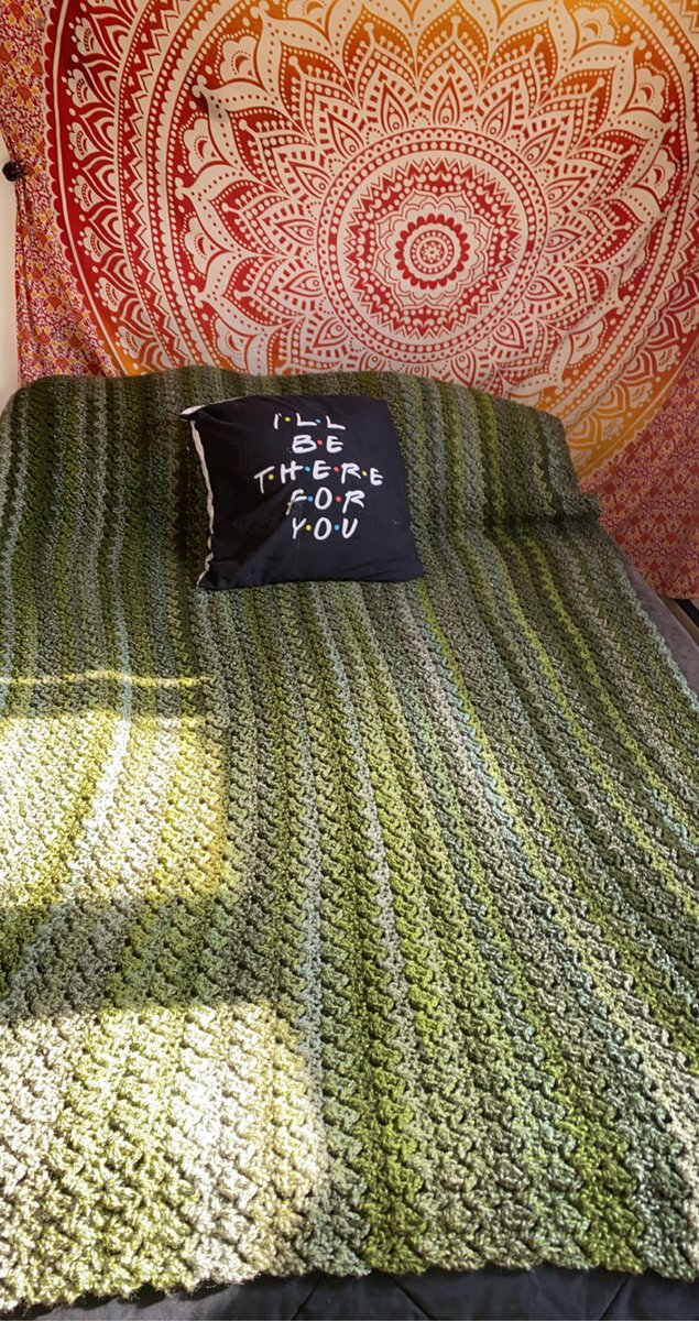 Samantha12Sue's tweet photo. my best friend made this blanket out of STRING💚 #PositivelyPrim #crochet #blanket #gift #green #MadeFromString #SkillsThatKill https://t.co/KzS3P6JUjM