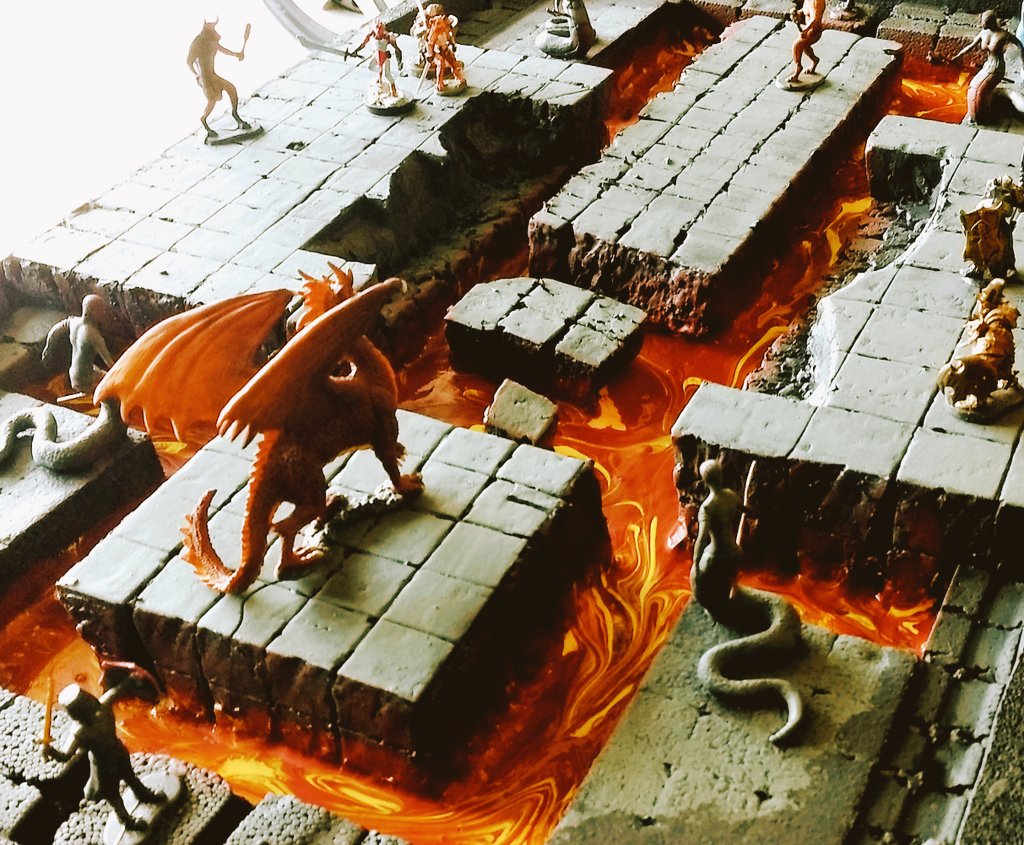Madth333's tweet photo. My finished #lavadungeon #playset
"Level: Finish Them"
#DnD #TTRPG #WarhammerCommunity #terrainbuilding #hobby #craft #DIY #art #painting #miniatures #miniaturepainting
#MadthProductions
Pictured: @reapermini minis
@caberlitz #Anaseido #Wildbeak
#Dragar
What you think? https://t.co/lQ6gDUNj6Y