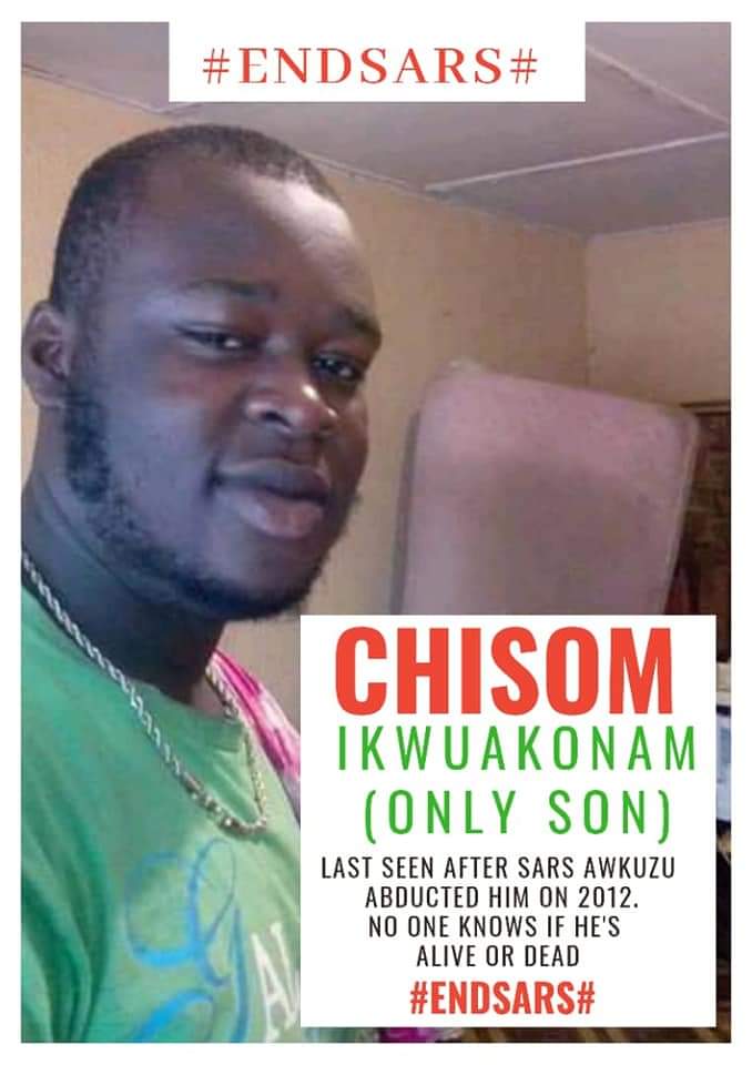 @DwyaneWadeNB Justice for Chisom Ikwuakonam the only son of his parents.

Chisom AKA Biggie was last seen on 2012 after Awkuzu SARS abducted him. Nobody knows if he's still alive or dead. His parents are still hoping to see him someday.

Please🙏 retweet😭😭 

#EndSARS