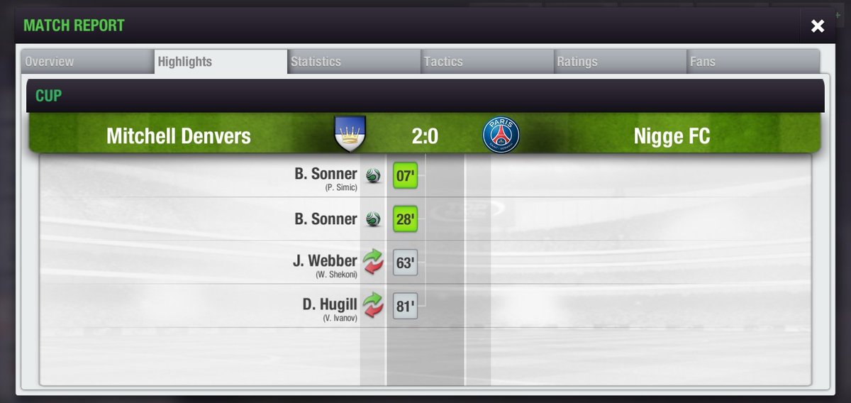 MitchellDenvers's tweet photo. First leg of the Round 16 stage is 2/5 done. Now we prepare for the hard work on Tuesday #WeAreMitchellDenvers #topeleven https://t.co/lfaDFlbss6