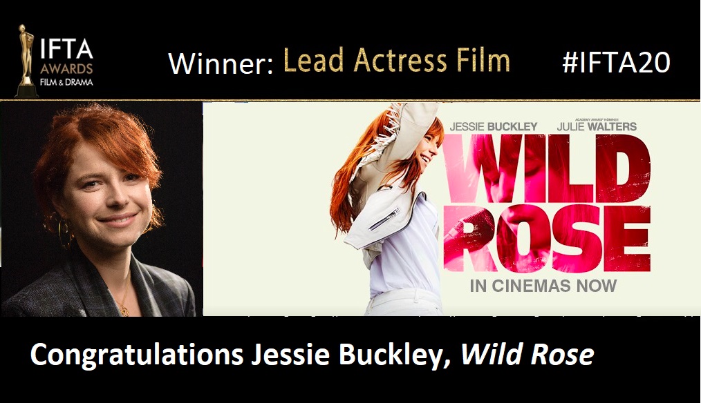 IFTA's tweet photo. Congratulations Jessie Buckley!
Winner of Lead Actress - Film for her performance in #WildRose. #IFTA2020 https://t.co/IheRJdr24M