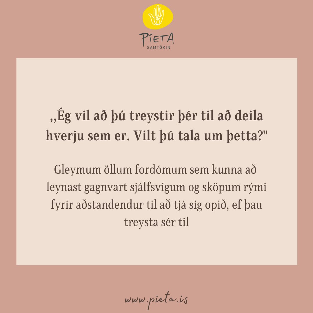 PietaSamtokin's tweet photo. Hvernig getur þú verið til staðar fyrir þau sem syrgja ástvin eftir sjálfsvíg? 1/2 https://t.co/yFtwJpj6Yr
