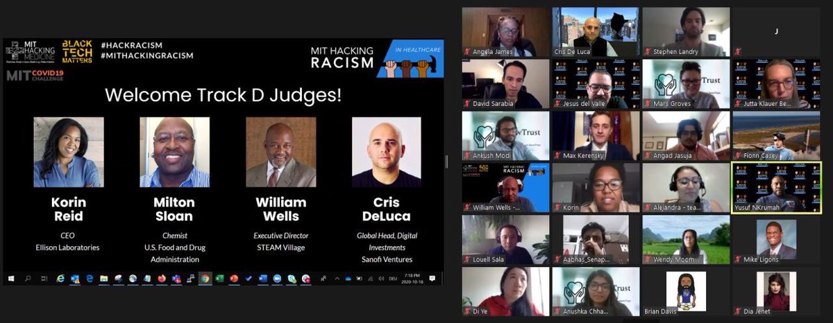 crisdeluca's tweet photo. Inspired by hundreds from around the world who spent the wkend tackling structural racism in healthcare during the @MITHackRacism . Hopeful for potential of these tech innovations to reduce racial bias in data & human behavior. Learned so much #MITHackingRacism #digitalhealth https://t.co/2gEGx5aS5p